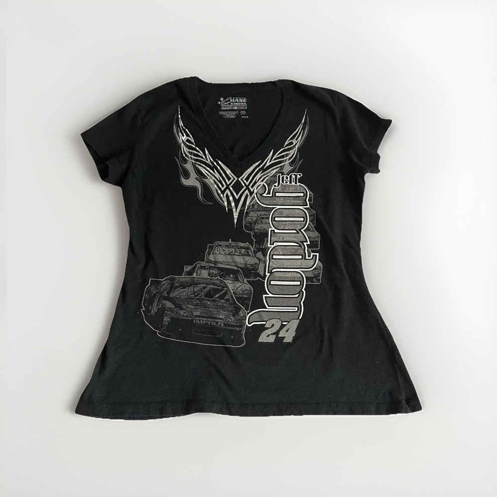 Nascar Cybergoth Tshirt XL Black Vneck Foil 2011 Jeff Gordon Chase Hendrick